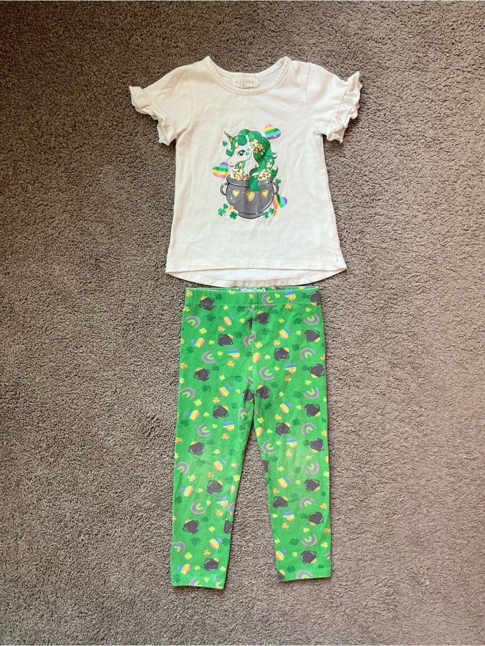 St. Patricks Day Unicorn Top/Leggings Set